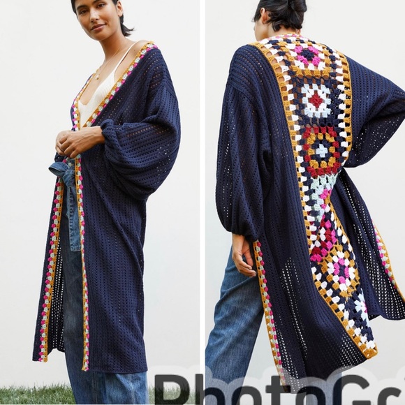 Anthropologie Sweaters - Square Crochet-trimmed Duster Kimono. Never wore.